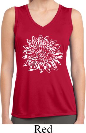 Ladies Sketch Lotus Sleeveless Moisture Wicking Tee