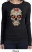 Ladies Skull Shirt Sugar Skull with Roses Long Sleeve Tee T-Shirt