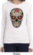 Ladies Skull Shirt Sugar Skull with Roses Long Sleeve Tee T-Shirt