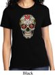 Ladies Skull Shirt Sugar Skull with Roses Tee T-Shirt