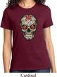 Ladies Skull Shirt Sugar Skull with Roses Tee T-Shirt