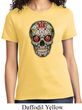 Ladies Skull Shirt Sugar Skull with Roses Tee T-Shirt