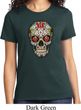 Ladies Skull Shirt Sugar Skull with Roses Tee T-Shirt