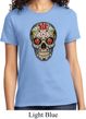 Ladies Skull Shirt Sugar Skull with Roses Tee T-Shirt