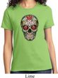 Ladies Skull Shirt Sugar Skull with Roses Tee T-Shirt