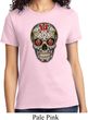 Ladies Skull Shirt Sugar Skull with Roses Tee T-Shirt