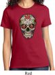 Ladies Skull Shirt Sugar Skull with Roses Tee T-Shirt