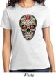 Ladies Skull Shirt Sugar Skull with Roses Tee T-Shirt