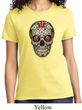Ladies Skull Shirt Sugar Skull with Roses Tee T-Shirt
