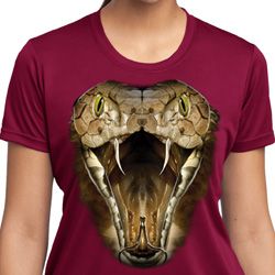 Ladies Snake Shirt Big Cobra Snake Face Moisture Wicking Tee T-Shirt