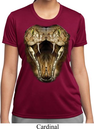 Ladies Snake Shirt Big Cobra Snake Face Moisture Wicking Tee T-Shirt