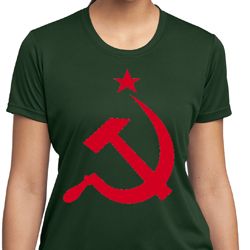 Ladies Soviet Shirt Red Hammer And Sickle Moisture Wicking Tee