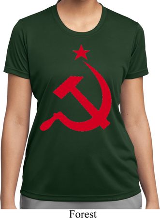 Ladies Soviet Shirt Red Hammer And Sickle Moisture Wicking Tee