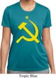 Ladies Soviet Shirt Yellow Hammer And Sickle Moisture Wicking Tee