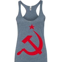 Ladies Soviet Tanktop Red Hammer And Sickle Tri Blend Racerback Tank