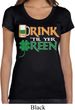 Ladies St Patrick's Day Shirt Drink Til Yer Green Scoop Neck Tee