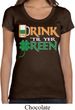 Ladies St Patrick's Day Shirt Drink Til Yer Green Scoop Neck Tee