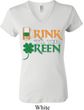 Ladies St Patrick's Day Shirt Drink Til Yer Green V-neck Tee T-Shirt
