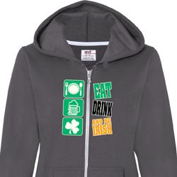 Ladies St Patricks Day Hoodie Eat Drink Be Irish Full Zip Hoody Ladies St Patricks Day Hoodie Eat Drink Be Irish Full Zip Hoody
