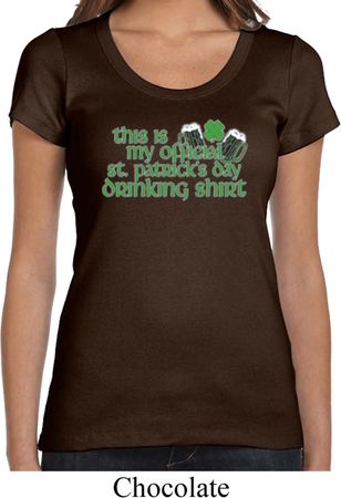 Ladies St Patricks Day Shirt Official Drinking Shirt Scoop Neck Tee