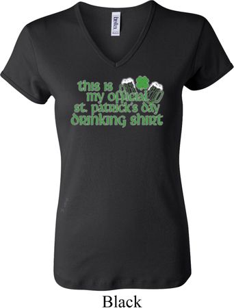 Ladies St Patricks Shirt Official Drinking Shirt V-neck Tee T-Shirt
