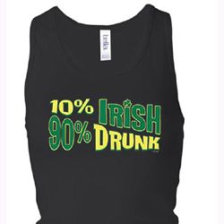Ladies Tanktop 10% Irish 90% Drunk Longer Length Racerback Tank Top Ladies Tanktop 10% Irish 90% Drunk Longer Length Racerback Tank Top