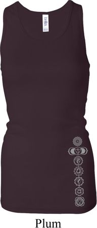 Ladies Tanktop 7 Chakras Bottom Print Longer Length Racerback Tank