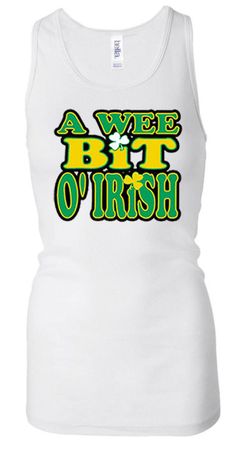 Ladies Tanktop A Wee Bit Irish Shamrock Longer Length Racerback Tank