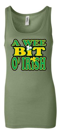 Ladies Tanktop A Wee Bit Irish Shamrock Longer Length Tank Top