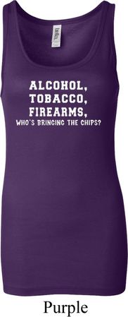 Ladies Tanktop Alcohol Tobacco Firearms ATF Longer Length Tank Top