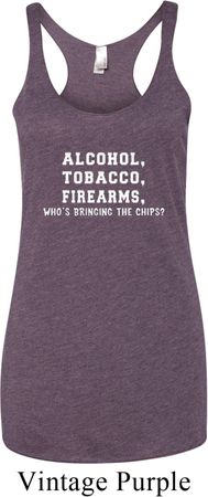 Ladies Tanktop Alcohol Tobacco Firearms Tri Blend Racerback Tank Top