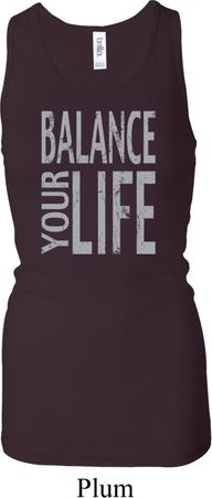 Ladies Tanktop Balance Your Life Longer Length Racerback Tank Top