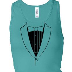 Ladies Tanktop Basic Black Tuxedo Longer Length Racerback Tank Top