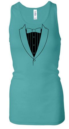 Ladies Tanktop Basic Black Tuxedo Longer Length Racerback Tank Top