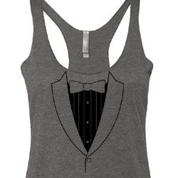 Ladies Tanktop Basic Black Tuxedo Tri Blend Racerback Tank Top