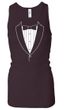 Ladies Tanktop Basic White Tuxedo Longer Length Racerback Tank Top