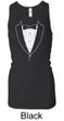 Ladies Tanktop Basic White Tuxedo Longer Length Racerback Tank Top