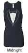 Ladies Tanktop Basic White Tuxedo Longer Length Racerback Tank Top
