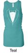 Ladies Tanktop Basic White Tuxedo Longer Length Racerback Tank Top