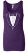 Ladies Tanktop Basic White Tuxedo Longer Length Tank Top