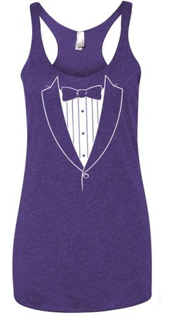 Ladies Tanktop Basic White Tuxedo Tri Blend Racerback Tank Top