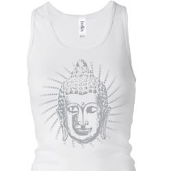 Ladies Tanktop Big Buddah Head Longer Length Racerback Tank
