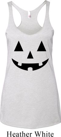 Ladies Tanktop Black Jack O Lantern Tri Blend Racerback Tank Top