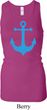 Ladies Tanktop Blue Anchor Longer Length Racerback Tank