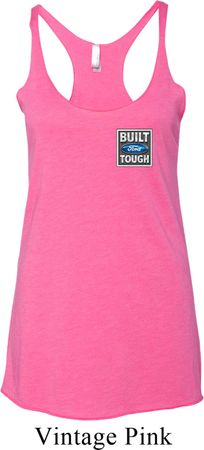Ladies Tanktop Built Ford Tough Pocket Print Tri Blend Racerback Tank