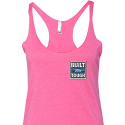 Ladies Tanktop Built Ford Tough Pocket Print Tri Blend Racerback Tank