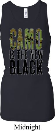 Ladies Tanktop Camo is the New Black Longer Length Racerback Tank Top