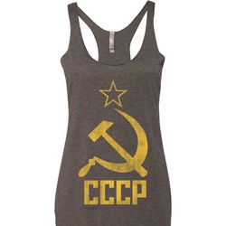 Ladies Tanktop CCCP Distressed Tri Blend Racerback Tank Top