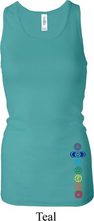 Ladies Tanktop Colored Chakras Bottom Print Longer Length Racerback