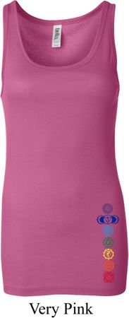 Ladies Tanktop Colored Chakras Bottom Print Longer Length Tank Top